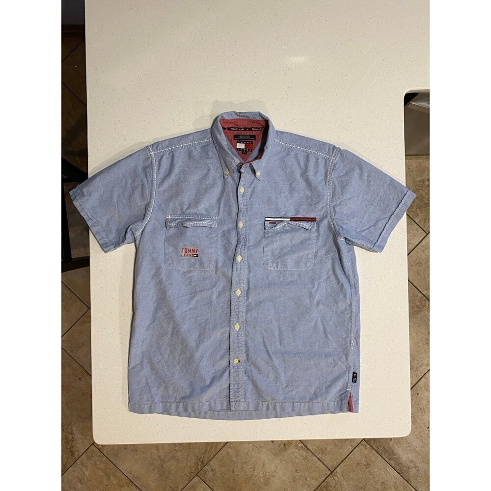 Rare Vintage Tommy Hilfiger Denim Button Up Short Sleeve Shirt Men’s